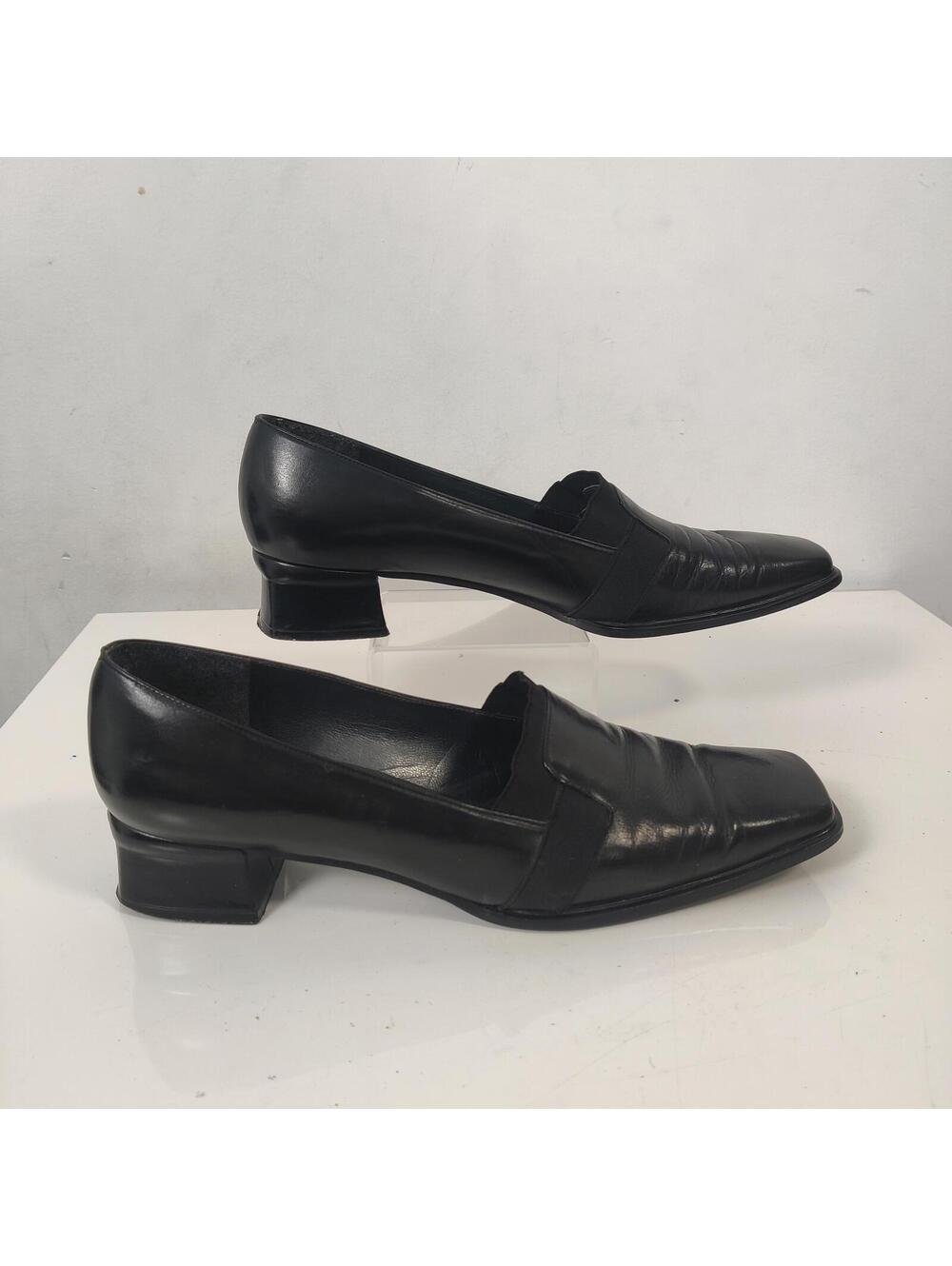 Classic Black Leather Women's Low Heel Loafers
